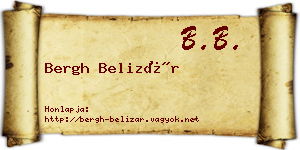 Bergh Belizár névjegykártya